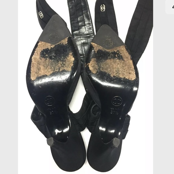 Chanel Black Ankle Strap Wrap Heels - Picture 7 of 8